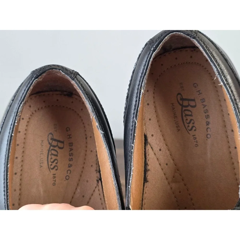 GH‎ Bass & Co Glenn Men's Dress Shoes Size 11.5 M Black Leather Slip On Loafers